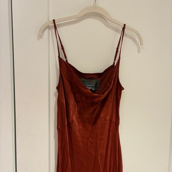 Anthropologie Burnt Orange Satin Slip Dress XS - Picture 3 of 11